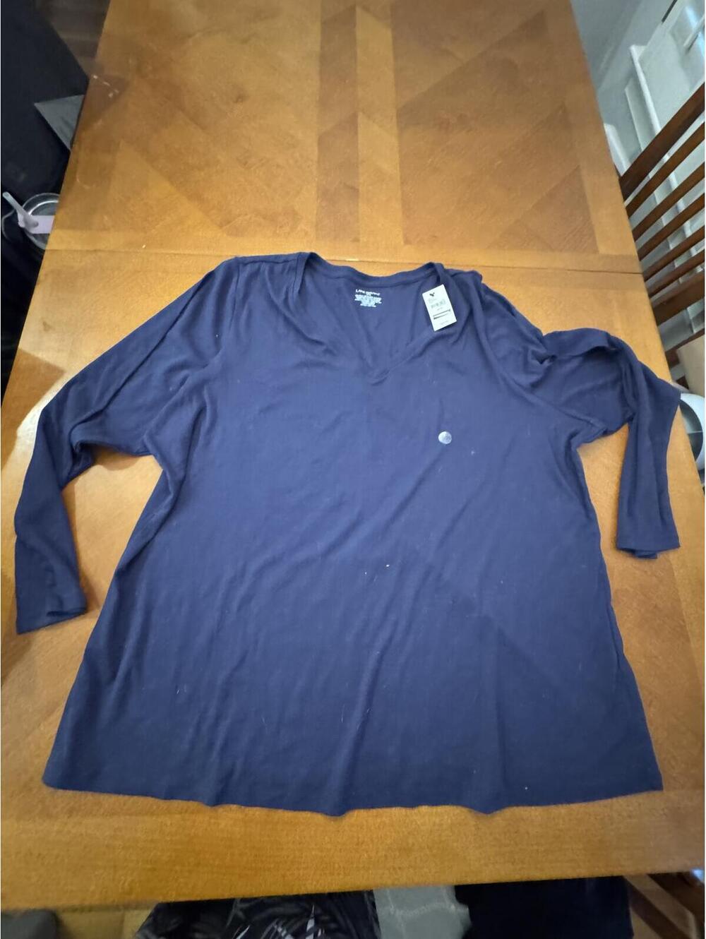 Lane Bryant Navy Blue V-Neck Long Sleeve Top Size 26/28